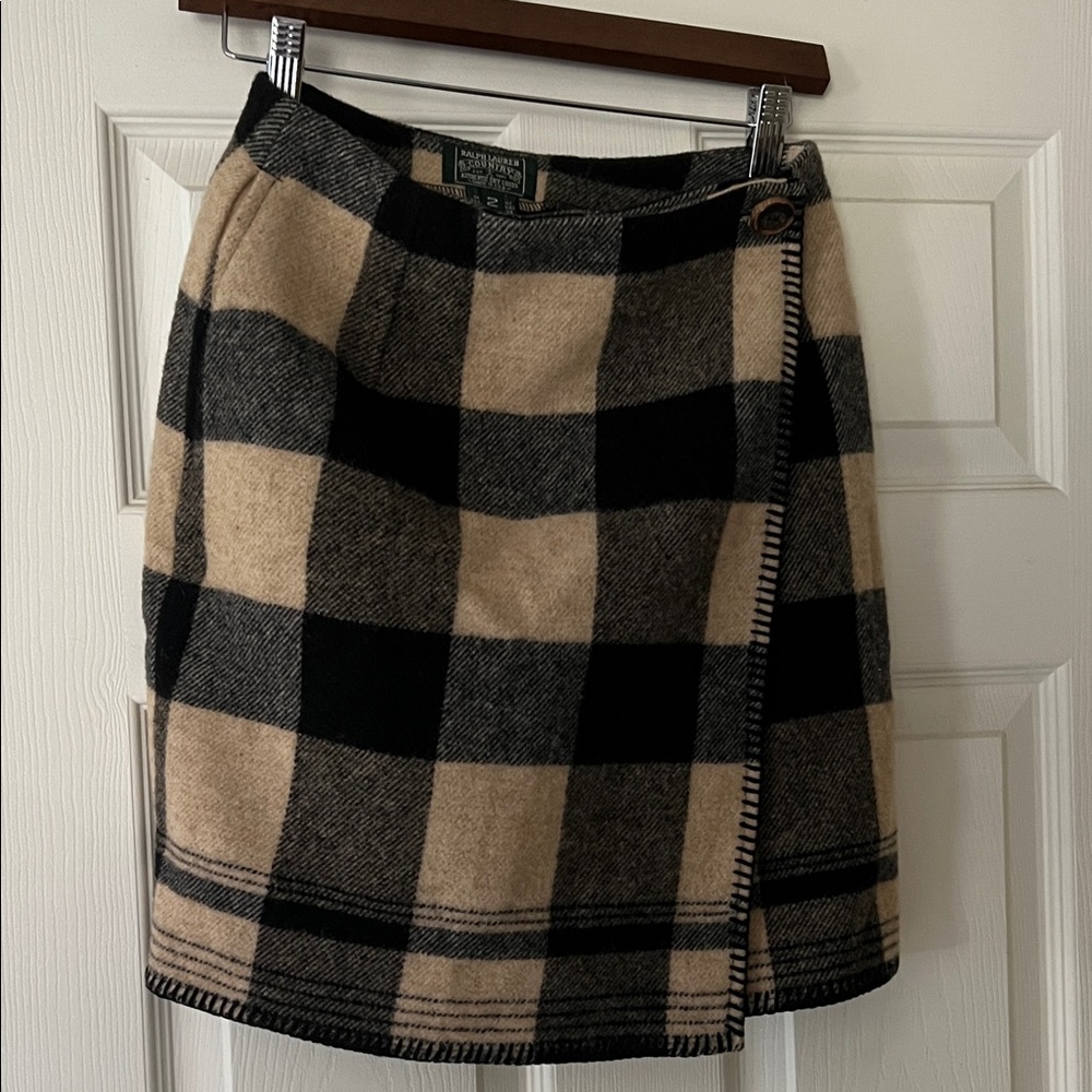 Ralph Lauren Black and Tan Plaid Mini Skirt